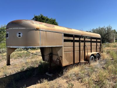 Older Tandem Axle Livestock / Horse Trailer - Gold