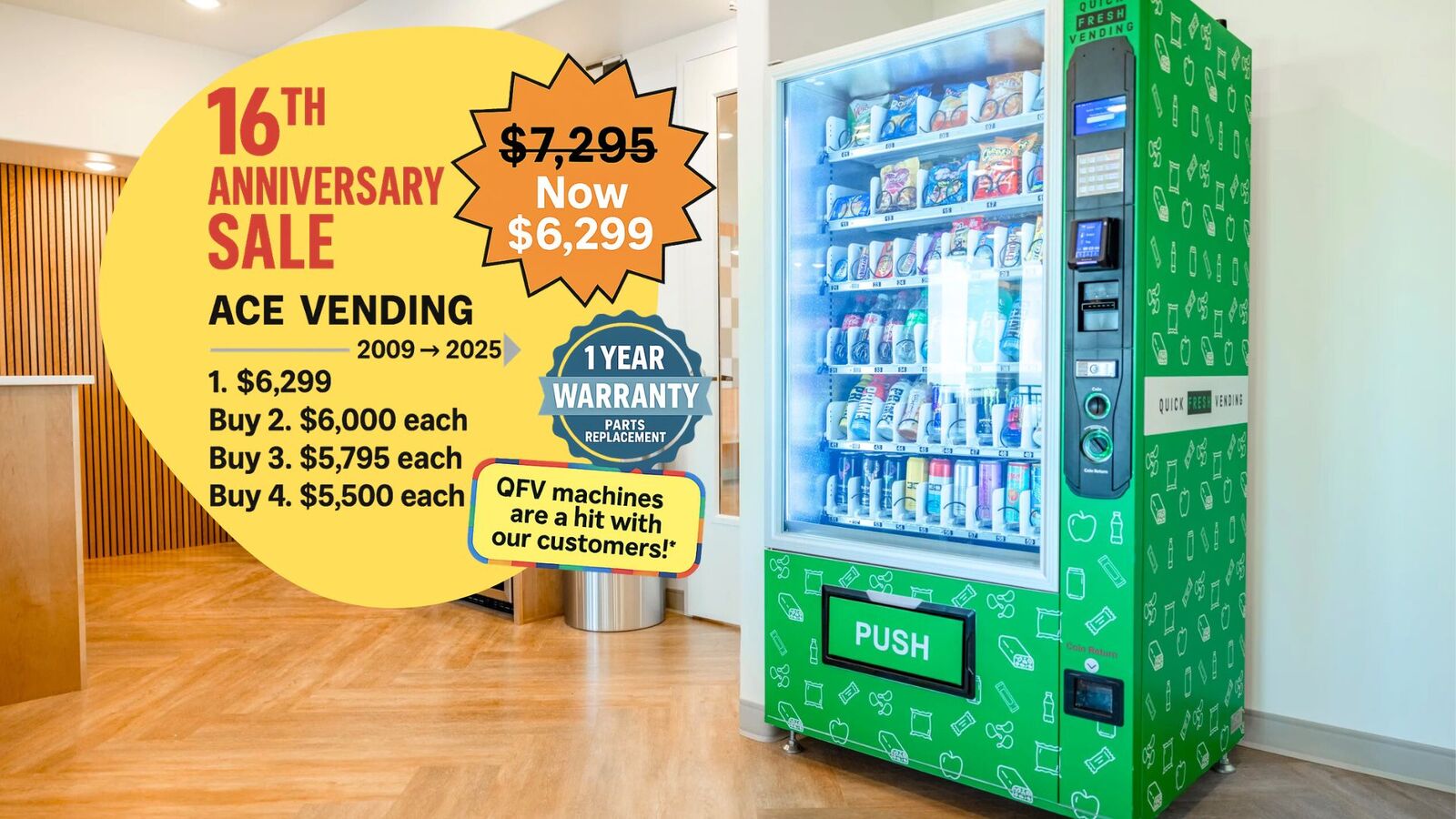 16th Anniversary Sale – QFV 50 Combo Vending Machines