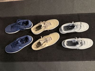 Nike Court Vision Low Sneakers - Men's Size 11 - Navy, Tan, & Light Grey (3 Pairs)