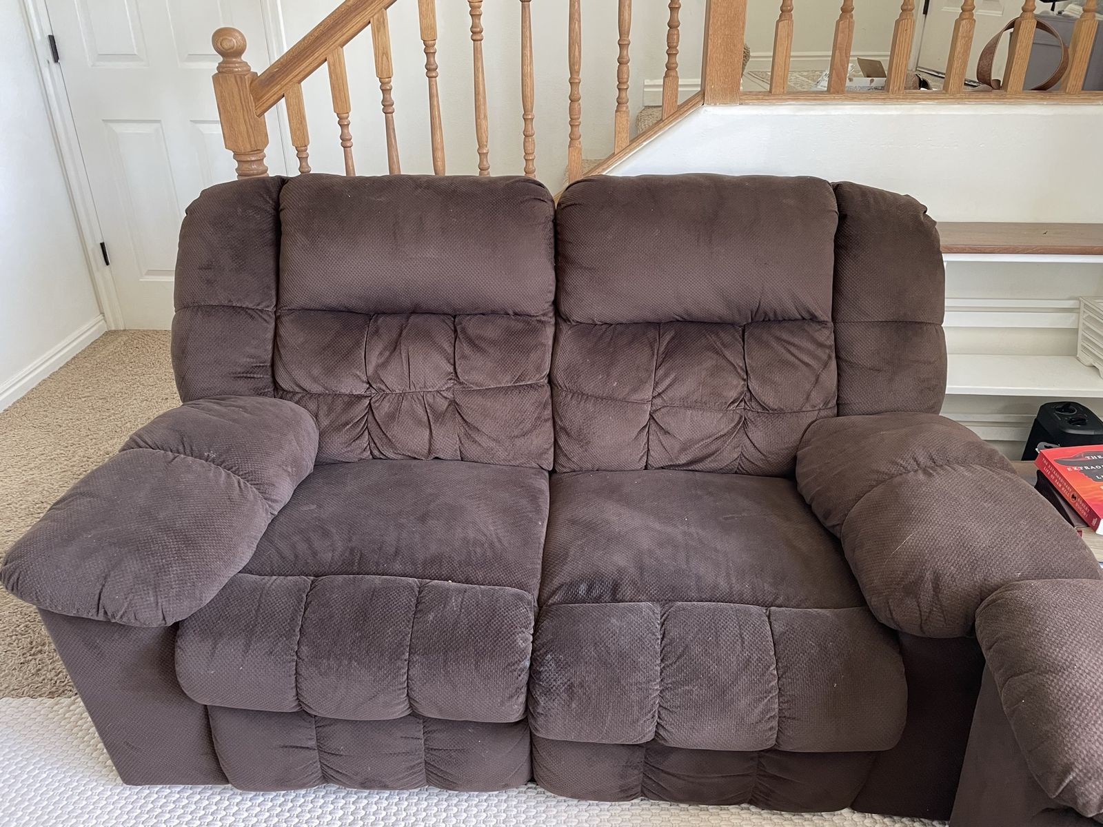 Brown Reclining Loveseat & Sofa Set - Comfortable Upholstered Seating