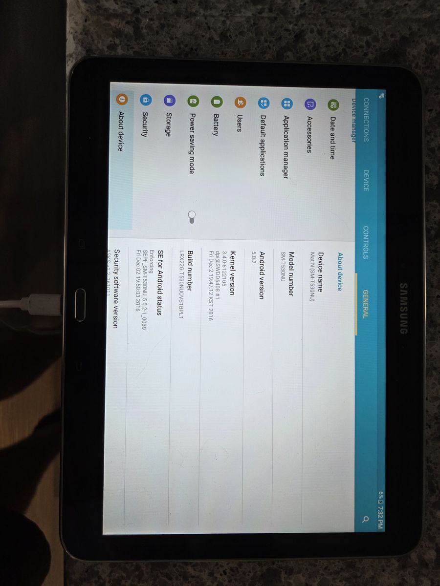 Samsung tablet with charger