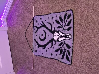Gothic Crochet Elk Skull Tapestry