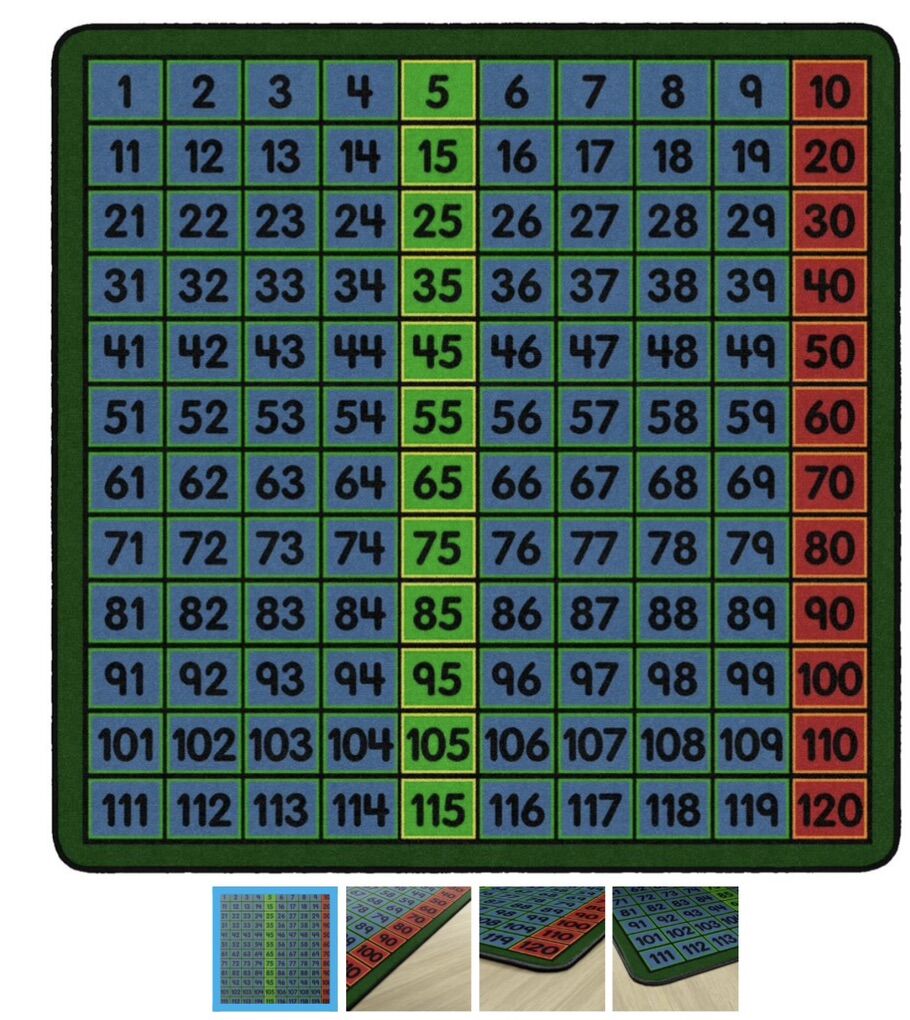 6ft x 6ft Counting Number Educational Square Rug