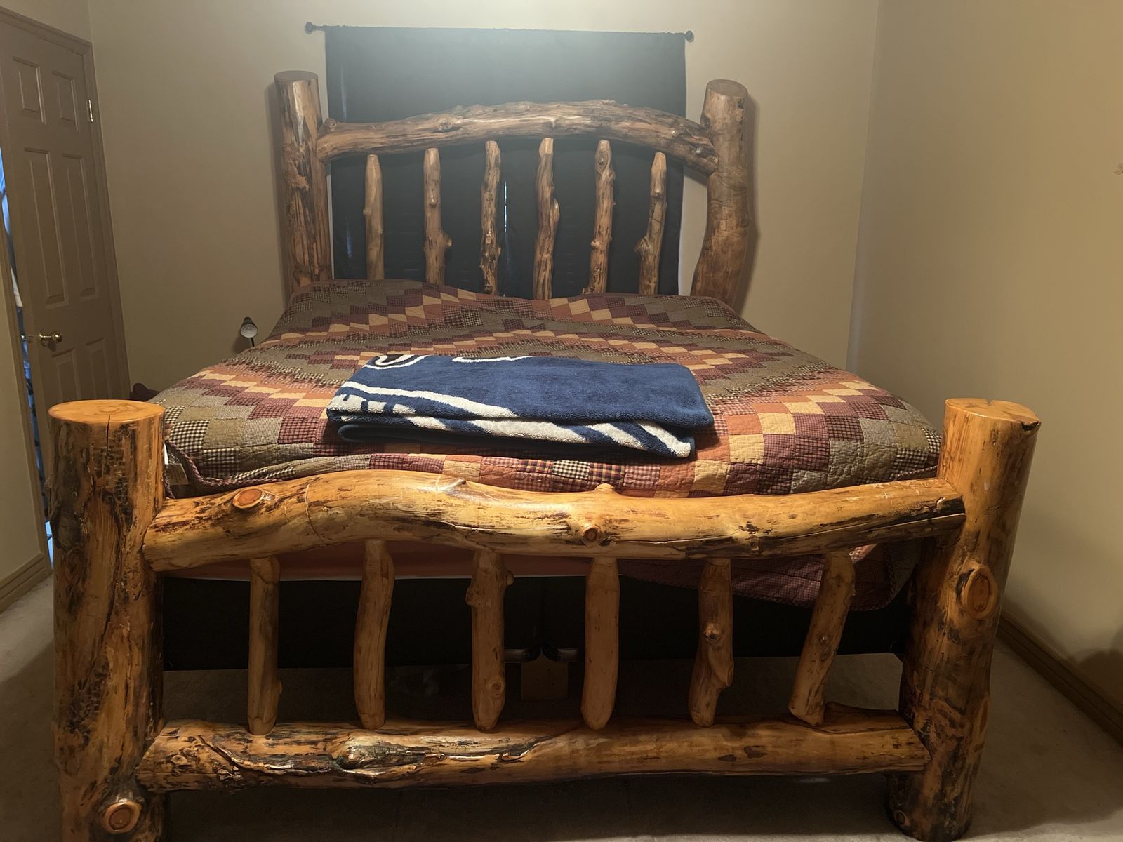 Rustic Wooden king size Log Bed Frame with Headboard and Footboard - only frame
