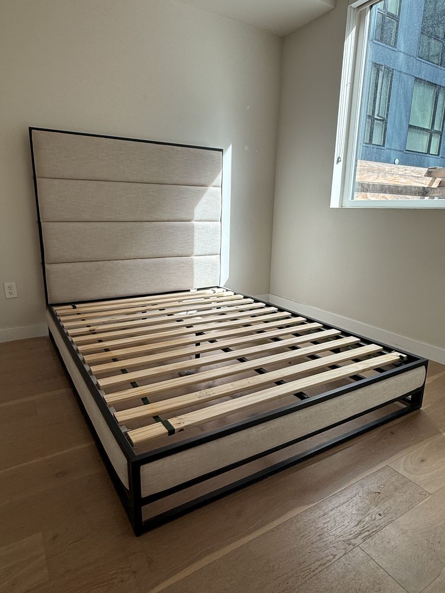 STUNNING CRATE AND BARREL BED FRAME (QUEEN SIZED)