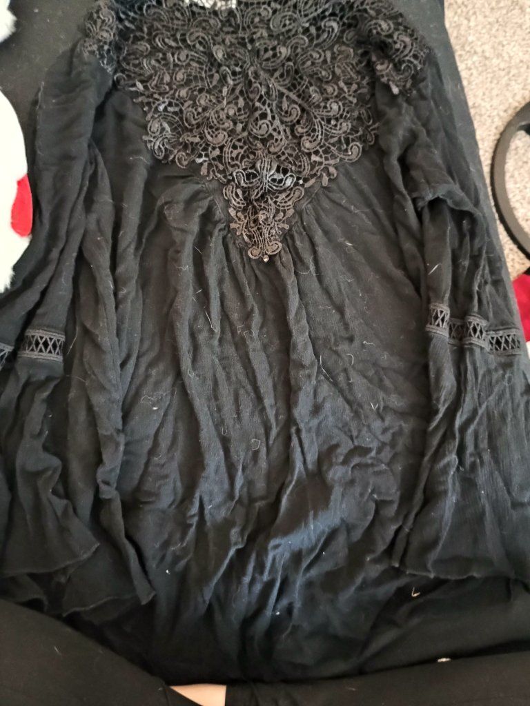 Rosegal 3X Black Lace Embroidered Shirt
