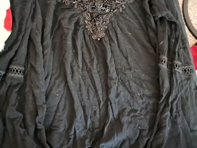 Rosegal 3X Black Lace Embroidered Shirt