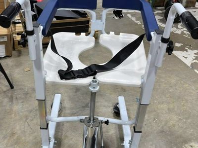Patient Transfer Lift Chair, 350 lb Capacity, 180° Split Seat, Hydraulic Commode Wheelchair for Elderly, Bed to Toilet