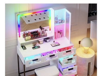 NEW Makeup Vanity with Colored LED Lights