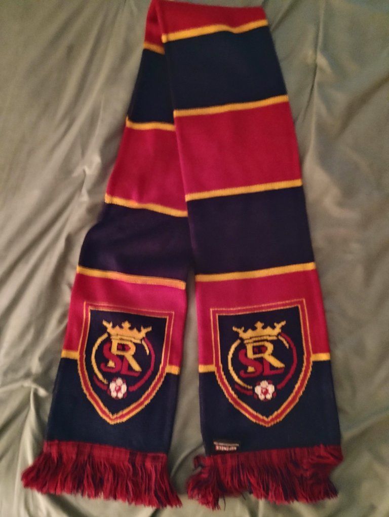 Ruffneck Real Salt Lake MLS Classic Bar Knit Scarf Red Navy Yellow