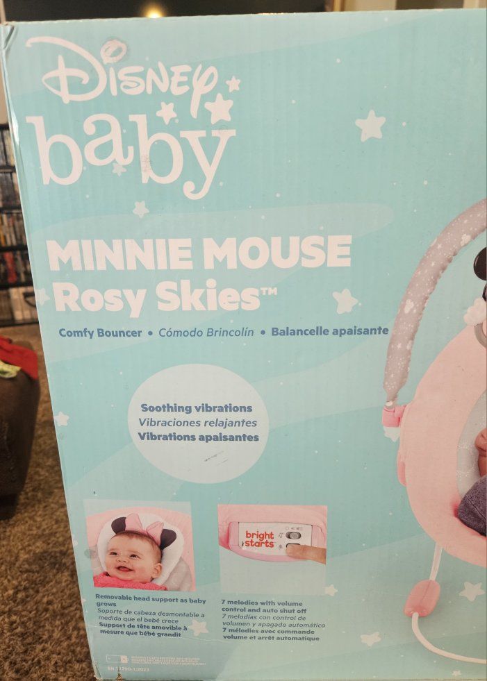 NEW DISNEY BABY MINNIE MOUSE ROSY SKIES COMFY BOUNCER 