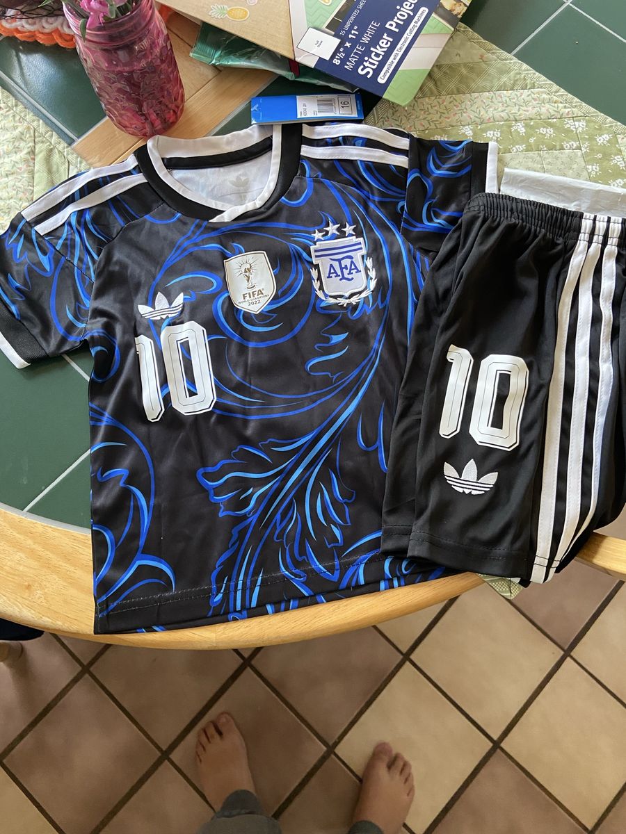 Adidas Argentina AFA Away Jersey and Shorts Set Size 16 Kids New