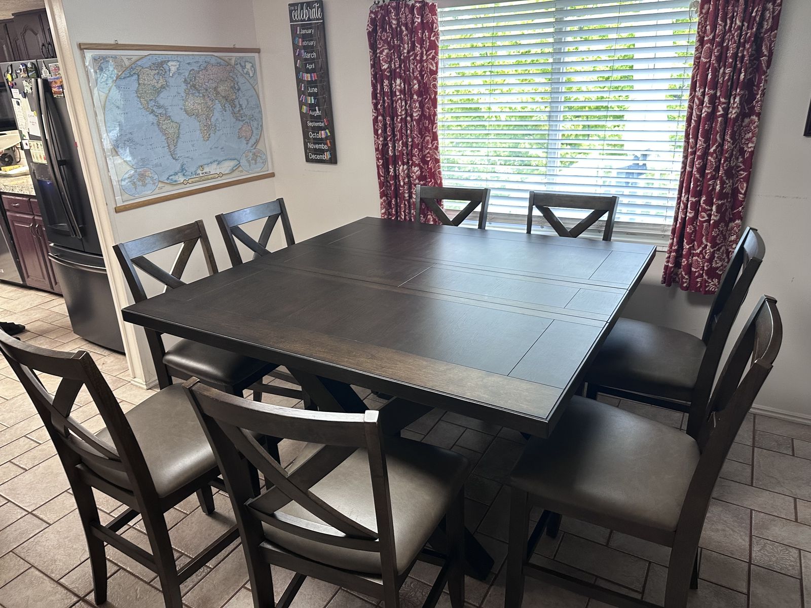Kitchen Table with Padded Chairs - Seats 8