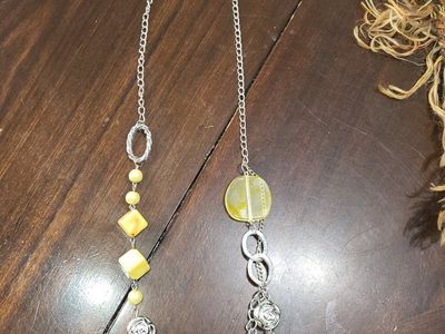 Paparazzi "Total Eclipse of the Heart" Yellow Beaded Silver-Tone Necklace & Earrings Set