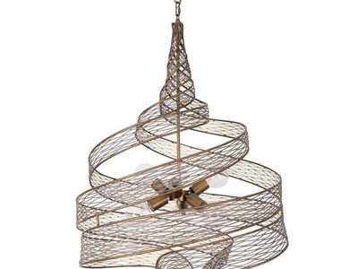 Hammered Ore Spiral Wire Mesh Chandelier Light Fixture - Unique Modern Design