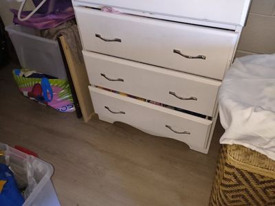 White 4-Drawer Dresser with Silver Handles