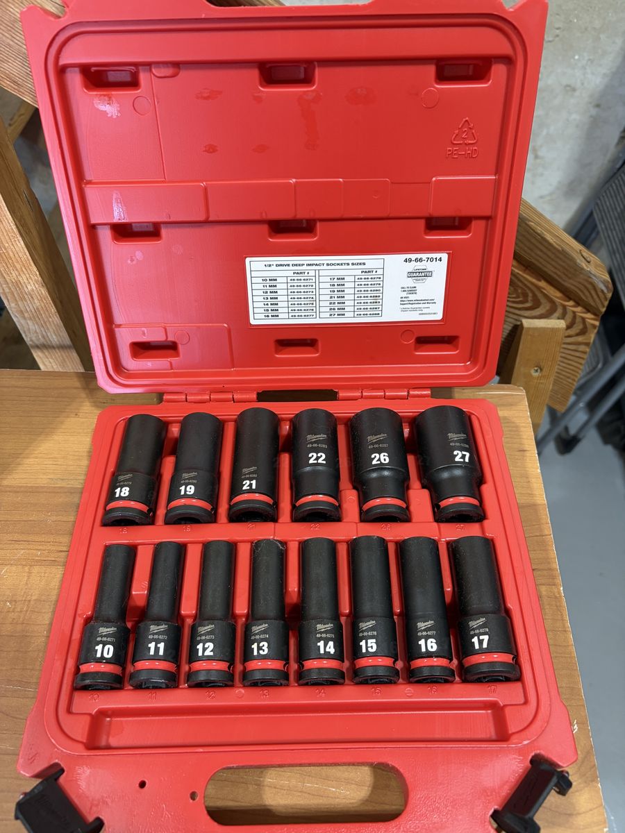 Milwuakee 1/2" Metric Deep Impact Socket Set