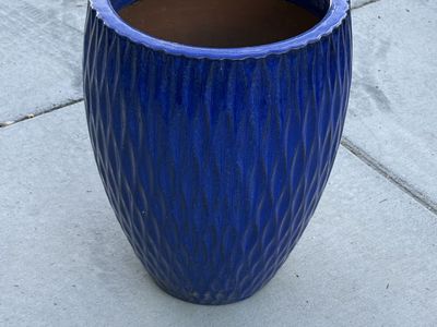 Blue Ceramic Planter Pot - Decorative Outdoor/Indoor Container