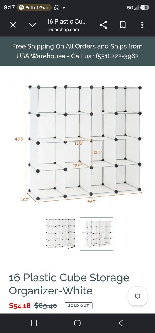 16 Cube storage organizer