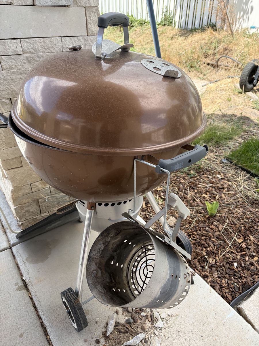 Weber Original Kettle Premium 22" Charcoal Grill - Brown, Built-in Thermometer, Ash Catcher