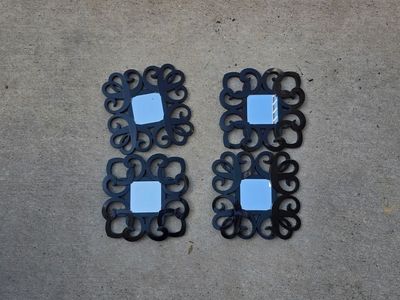 Set of 4 Black Square Wall Mirrors – Filigree Scrollwork Accent Mirror Grid Lot