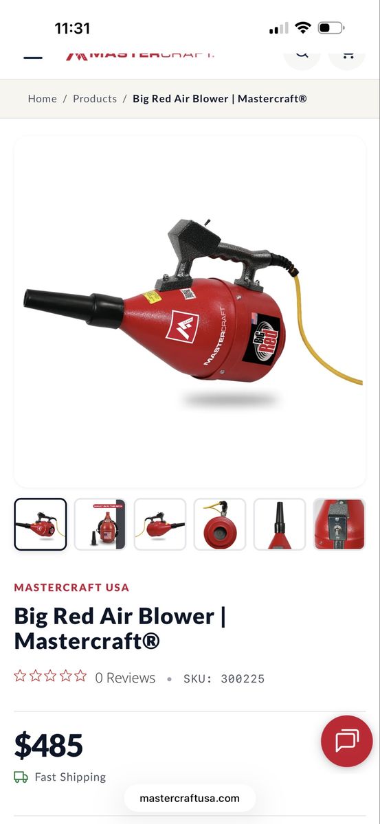 Mastercraft Big Red Air Blower Industrial Strength 2.0 HP Pump
