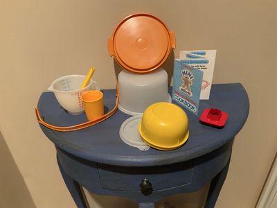Vintage Tupperware Mini Mix-It Baking Set with Cookbook - Kids' Play Kitchen Fun