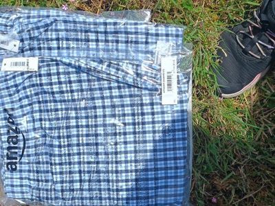 new in package blue plaid casual pants