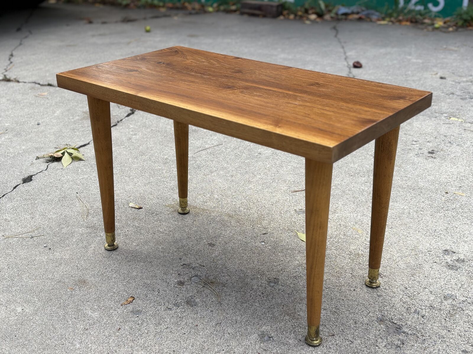 Beautiful Mid Century Modern side table solid hardwood wood top w beautiful grain Sidetable