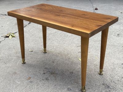 Beautiful Mid Century Modern side table solid hardwood wood top w beautiful grain Sidetable