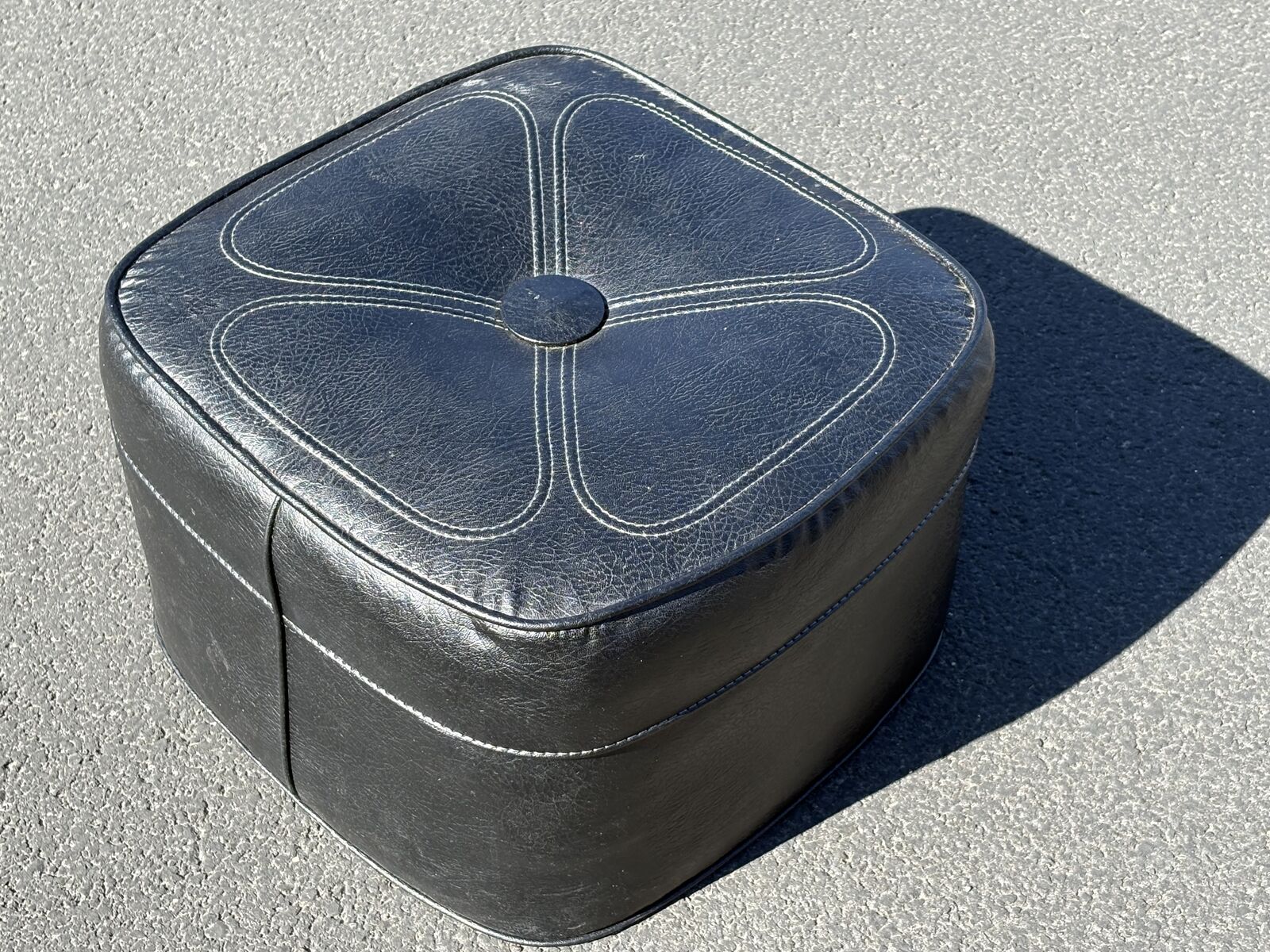 Vintage Mid Century Modern Ottoman flower pattern top MCM