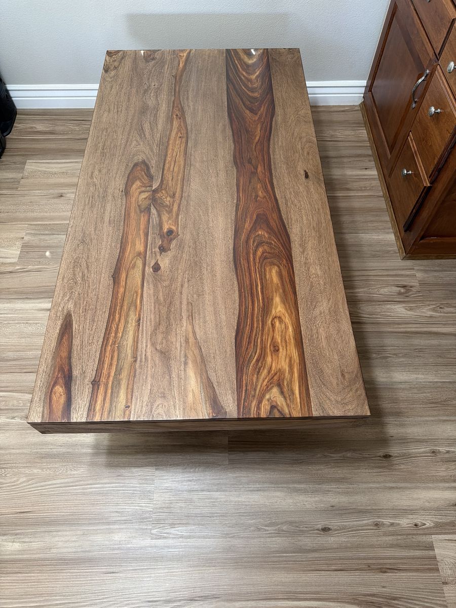 Solid Wood Coffee Table - Natural Live Edge Design, Rectangular