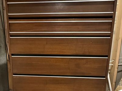 Solid Wood 5-Drawer Dresser & Solid Wood Queen Size Headboard