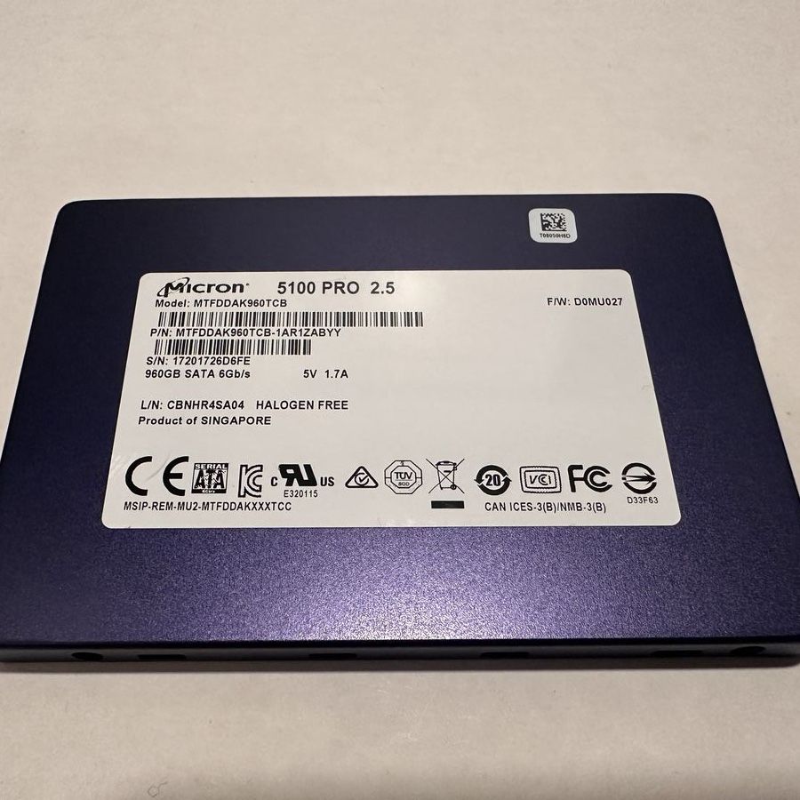 Micron 960GB 5100 Pro SATA 2.5" Enterprise SSD