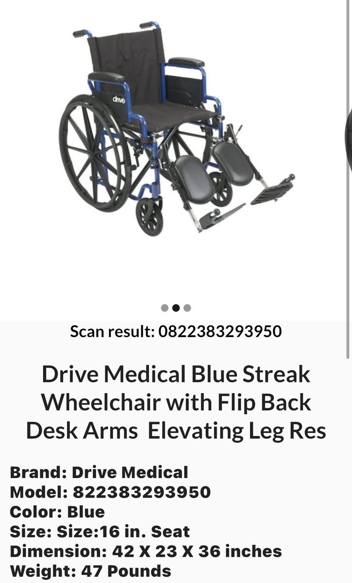 Drive Medical Blue Streak Wheelchair with Flip Back Desk Arms Elevating Leg Rest