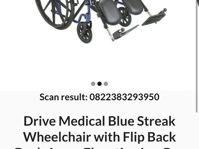 Drive Medical Blue Streak Wheelchair with Flip Back Desk Arms Elevating Leg Rest