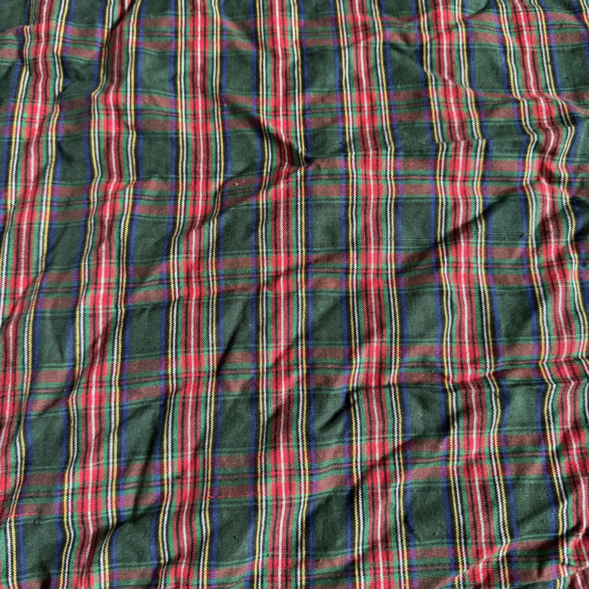 Vintage Plaid Cotton Fabric Red Green 32” x 44”