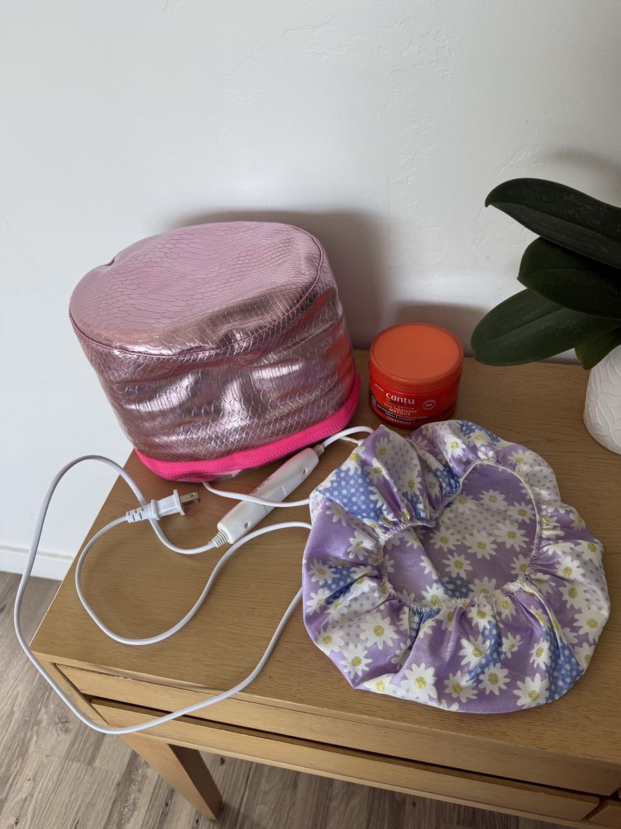Unbranded Electric Hair Heating Cap & Shower Cap for Hair Treatment - Pink & Purple Floral