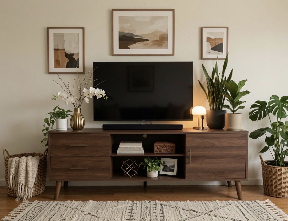 55” Wood TV Stand Media Console with Storage - Dark Brown/Walnut Finish
