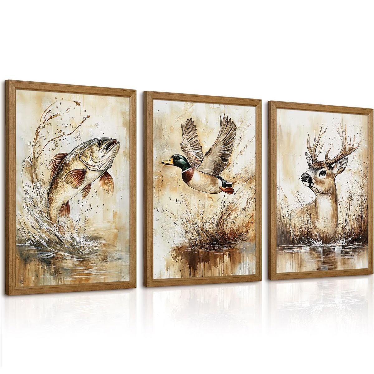 3-Piece Rustic Wildlife Wall Art Set