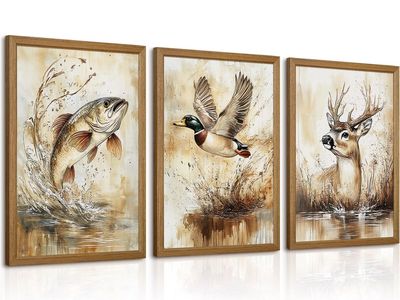 3-Piece Rustic Wildlife Wall Art Set