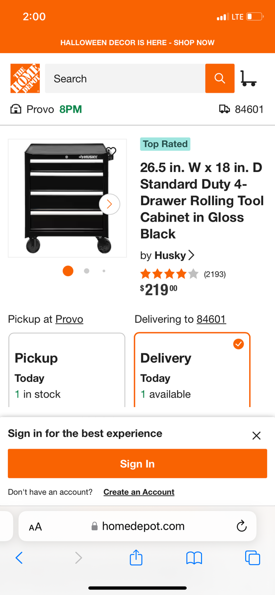 Husky Rolling cabinet with drawers top area and handle