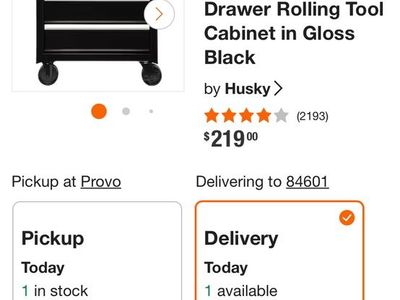 Husky Rolling cabinet with drawers top area and handle