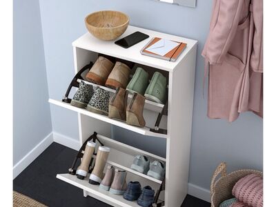 rack Storage Shoe Organizer with 2 Flip Drawe