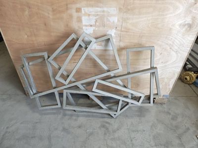 Modern Geometric Metal Frame Wall Art Sculpture - Silver Finish