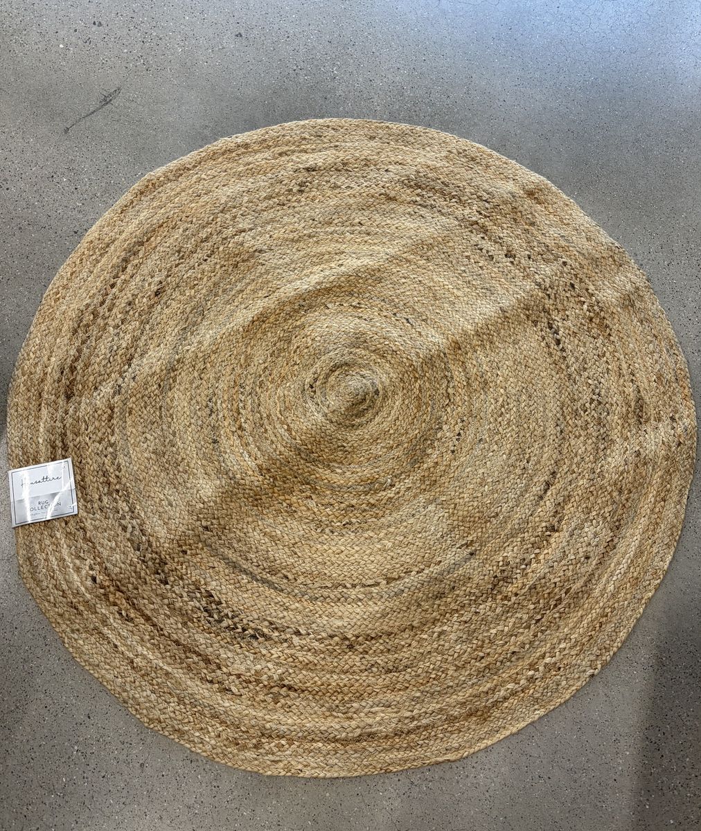 4ft Round Jute Braided Rug