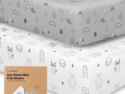 NEW in box KeaBabies 2-Pack Isla Mini Crib Sheets, Fitted Pack N Play Sheets, 38x26 (Woodland)