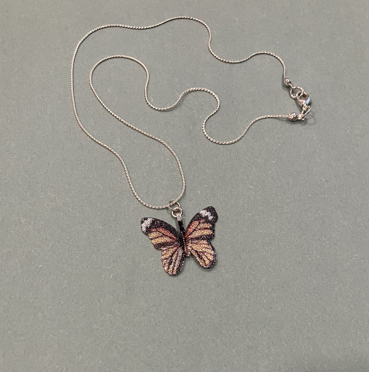 Butterfly Leaf Pendant Silver Necklace