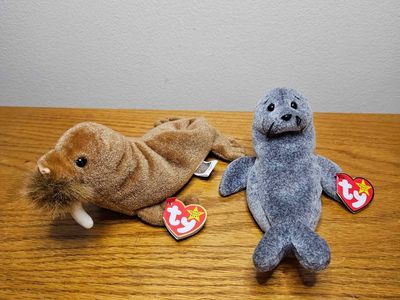 Collectible Ty Beanie Babies Paul the Walrus and Slippery the Seal ($12 each) - Great Gift!