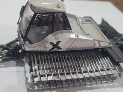 Prinoth Toy Snow Groomer Silver Die-Cast Model with Tracks & Plow. 8 inches long